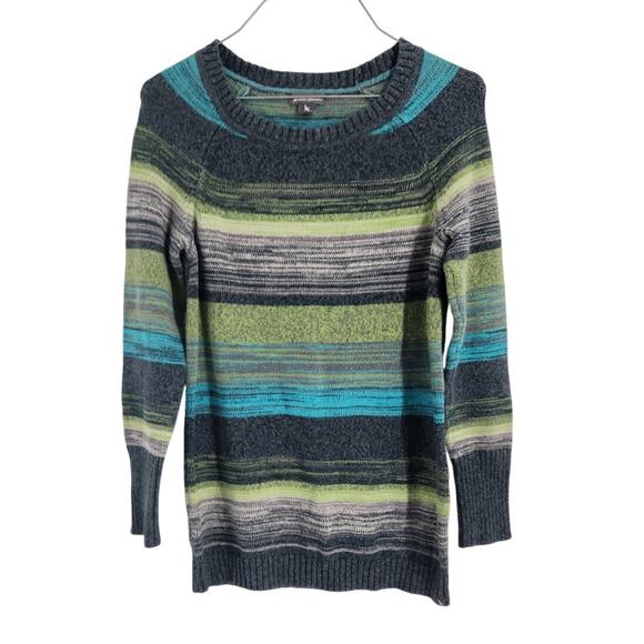 Eddie Bauer Striped Multicolor Long Sleeve Knit Sweater Womens Petite Small PS - Picture 1 of 4